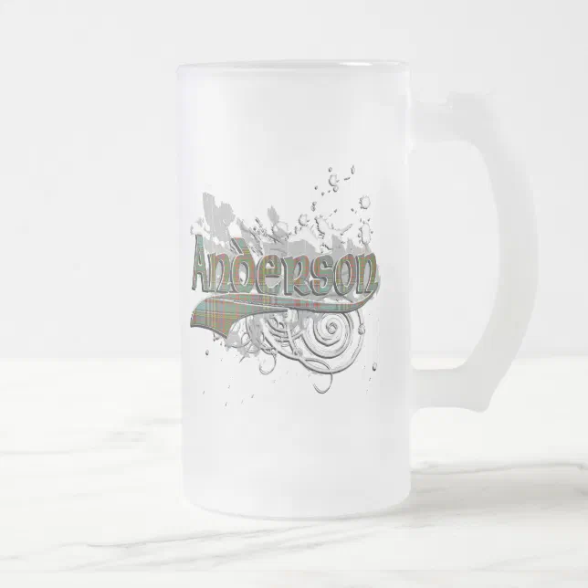 Anderson Tartan Grunge Frosted Glass Beer Mug Zazzle