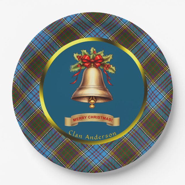 Anderson Tartan Personalised Christmas Paper Plate (Front)