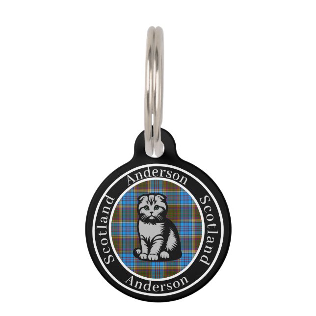 Anderson Tartan & Scottish Kitty Personalised  Pet Tag (Front)