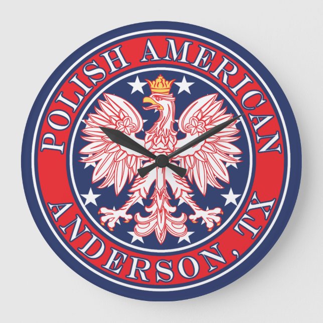 Anderson Texas Polish American Eagle Large Clock (Front)