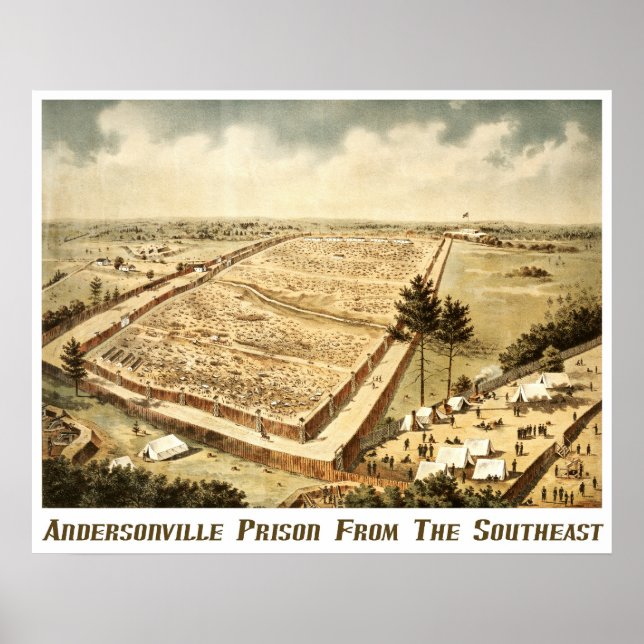 Andersonville Prison (Camp Sumter), aerial view Poster (Front)