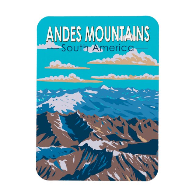 Andes Mountains South America Travel Art Vintage Magnet (Vertical)