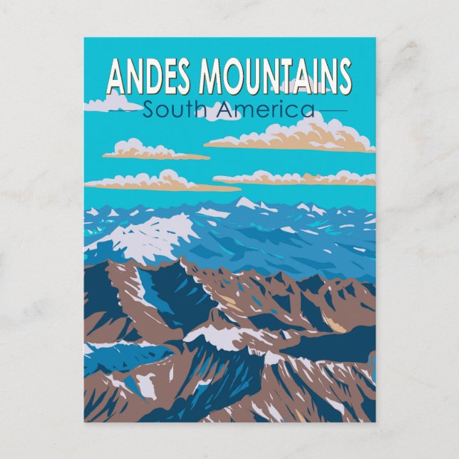 Andes Mountains South America Travel Art Vintage Postcard (Front)