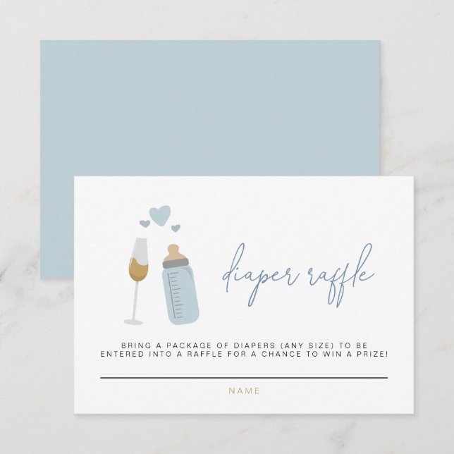 ANDI Blue Poppin' Bottles Diaper Raffle Card (Front/Back)
