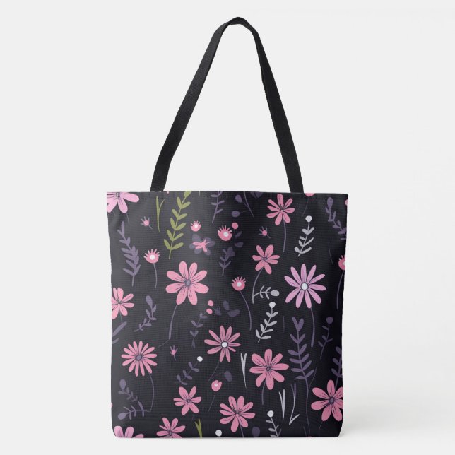 Andi Folk Flowers Custom Design Tote Bag (Front)