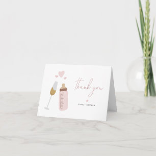 ANDI Pink Poppin' Bottles Girl Baby Shower  Thank You Card