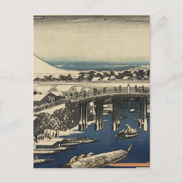 Ando Hiroshige - Nihonbashi, Clearing after Snow Postcard (Front)