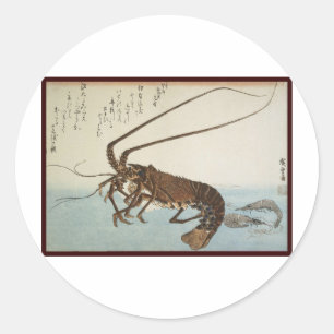 Ando Hiroshige Sheet Lobster and Shrimps Classic Round Sticker