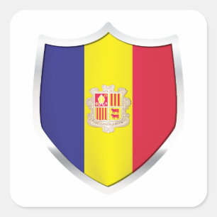 Andora Silver Shield Flag Square Sticker