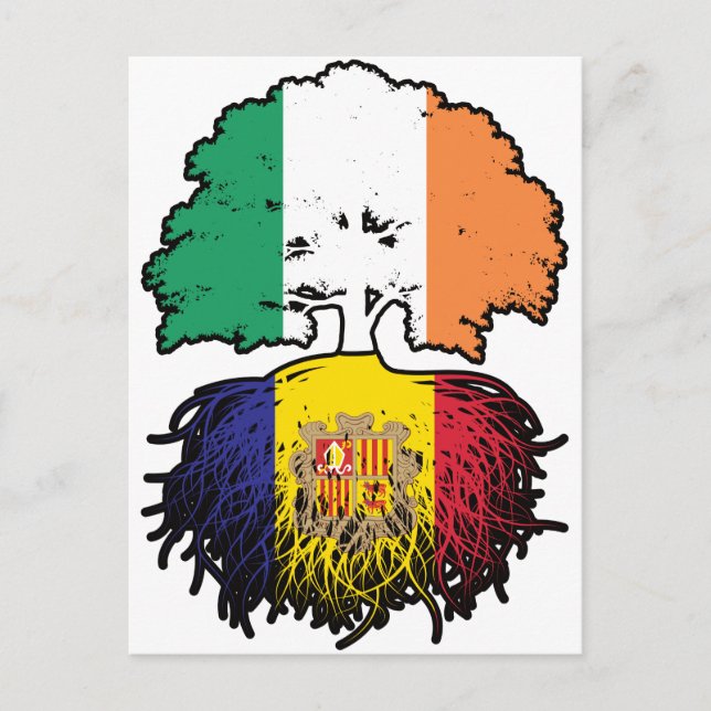 Andorra Andorran Irish Ireland Tree Roots Flag Postcard (Front)