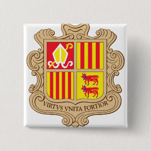 Andorra Coat of Arms detail 15 Cm Square Badge