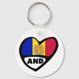 Andorra Country Code Flag Heart Keyring