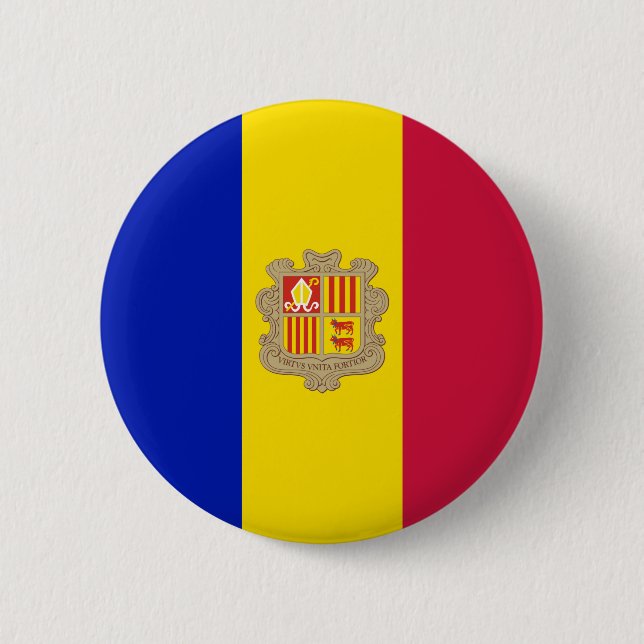 Andorra Flag 6 Cm Round Badge (Front)