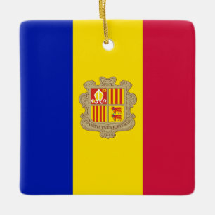 Andorra Flag Ceramic Ornament