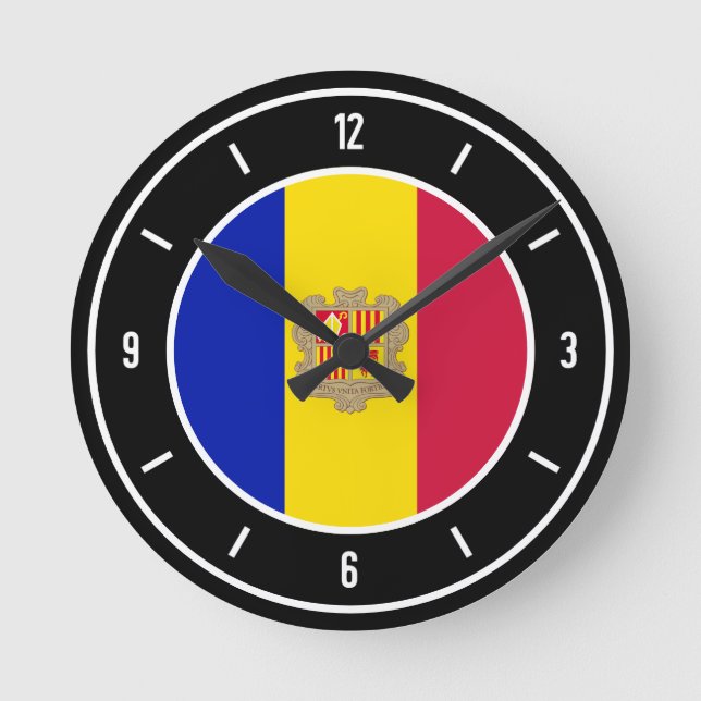 Andorra Flag Elegant Round Clock (Front)