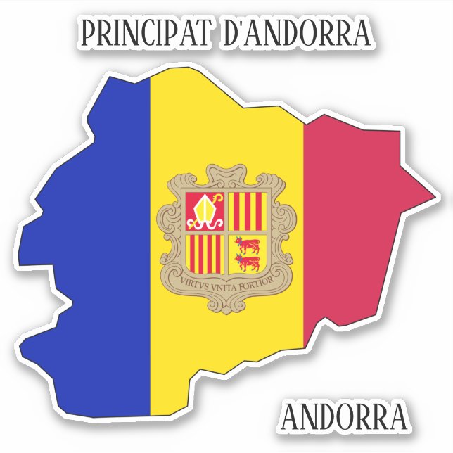 Andorra Flag Map Outline (Front)