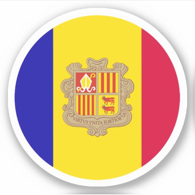 Andorra Flag Round Sticker (Front)