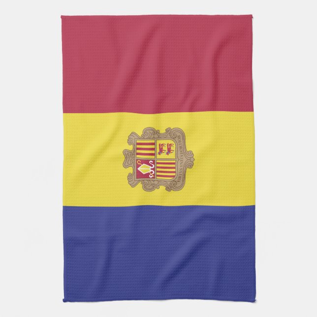 Andorra flag tea towel (Vertical)