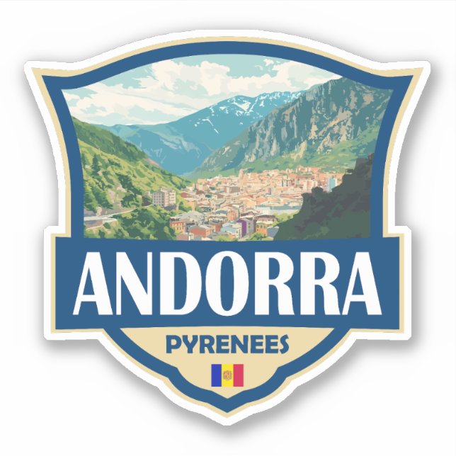 Andorra Illustration Retro Badge (Front)