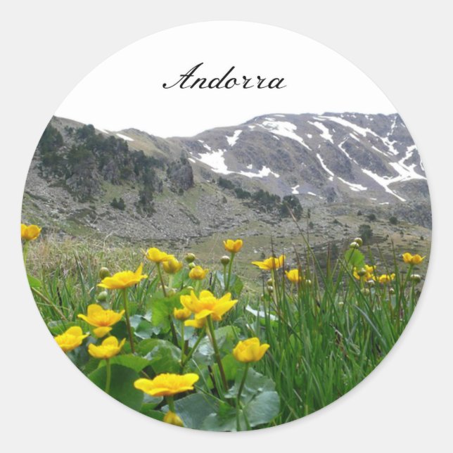 Andorra landscape classic round sticker (Front)