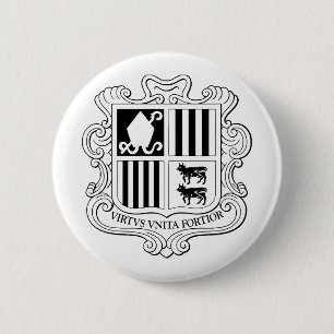 Andorra National Coat of Arms Graphic Art 6 Cm Round Badge