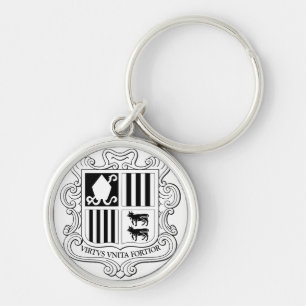 Andorra National Coat of Arms Graphic Art Key Ring