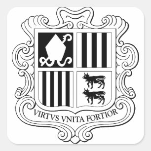 Andorra National Coat of Arms Graphic Art Square Sticker