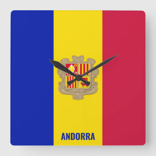 Andorra National Flag Patriotic Square Wall Clock