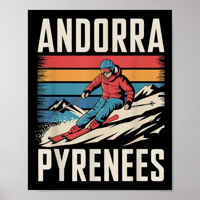 Andorra Pyrenees Ski Resort, Fun Alpine Skiing  Poster (Front)