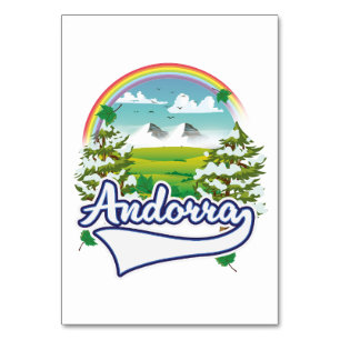 Andorra retro travel logo table number
