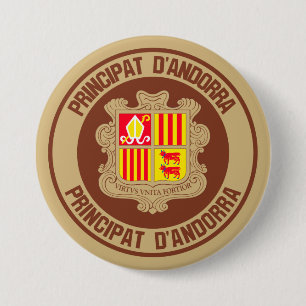 Andorra Round Emblem 7.5 Cm Round Badge