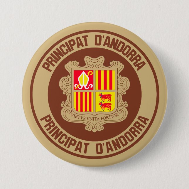 Andorra Round Emblem 7.5 Cm Round Badge (Front)