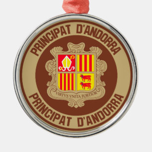 Andorra Round Emblem Metal Ornament