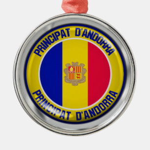 Andorra Round Emblem Metal Ornament