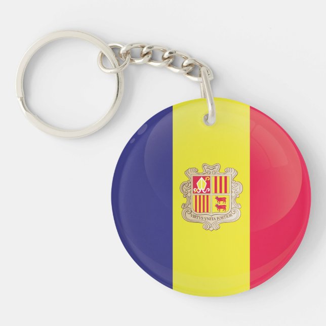 Andorra  Round Icon Flag Key Ring (Front)