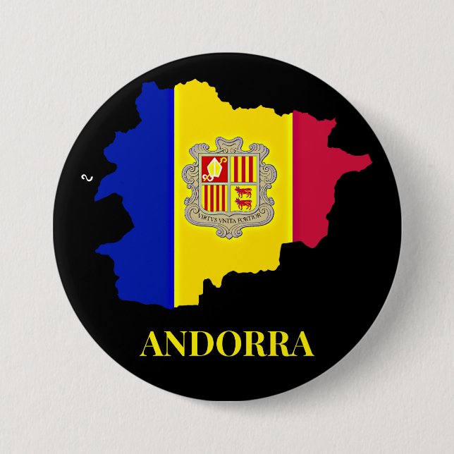 Andorra Silhouette, flag, 7.5 Cm Round Badge (Front)