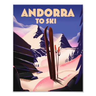 Andorra ski poster. postcard photo print