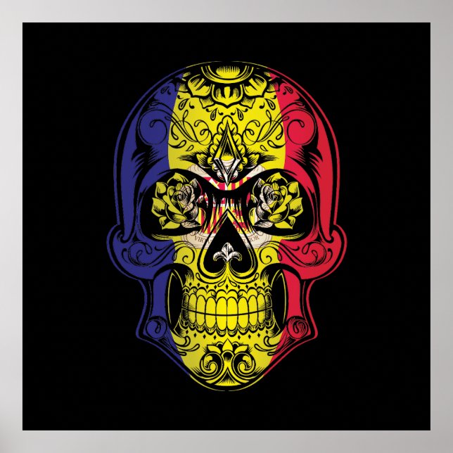 Andorra  Skull And Roses Flag  Poster (Front)