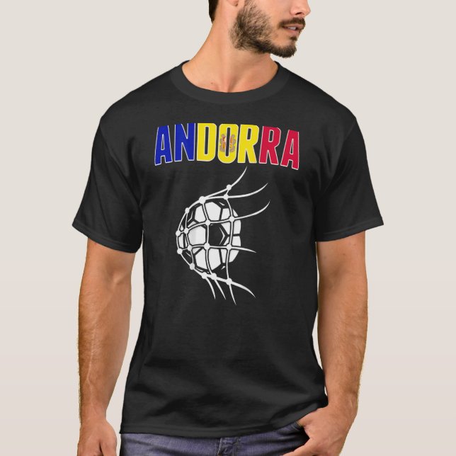 Andorra Soccer Ball In Net  Support Andorran Footb T-Shirt (Front)