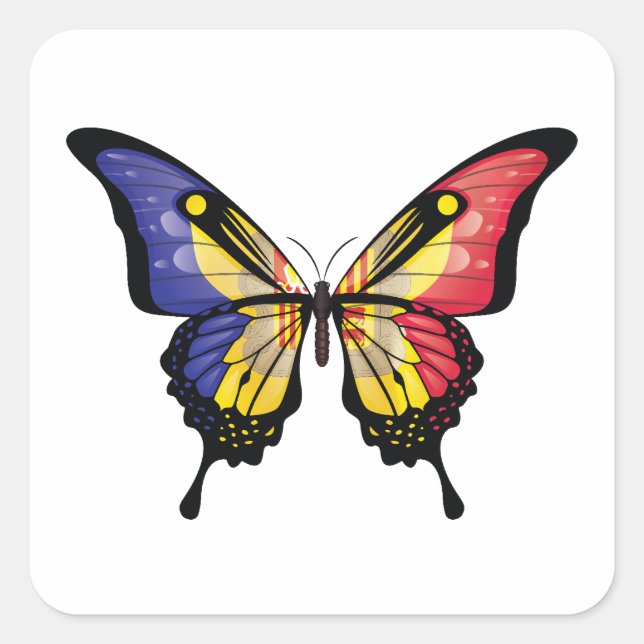 Andorra Swallowtail Butterfly Flag Sticker (Front)