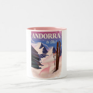 Andorra vintage Ski poster Two-Tone Coffee Mug