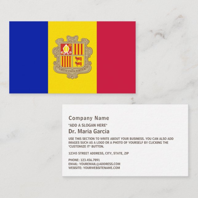 Andorran Flag, Flag of Andorra Business Card (Front/Back)
