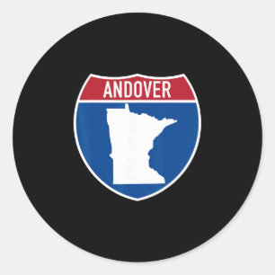 Andover Minnesota Map Highway Interstate Sign Souv Classic Round Sticker