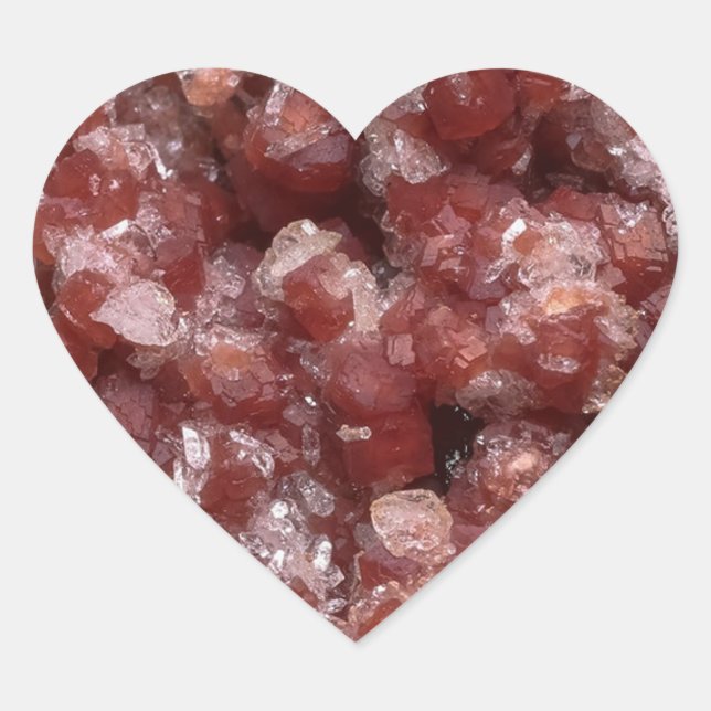 Andradite Garnet and Calcite Crystal Mineral Heart Sticker (Front)