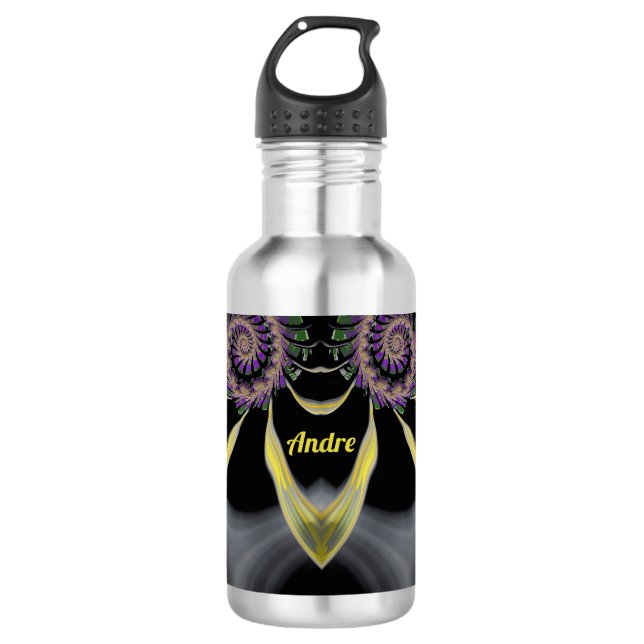 ANDRE ~CUTE GLOSSY! ~Purple Green Black Yellow 3D~ 532 Ml Water Bottle (Front)
