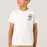 Andre Futebol soccer T-Shirt<br><div class="desc">Bola de futebol com nome do seu pequeno jugador ou Benfiquista. Pelota de futebol en una camiseta para nino. El nombre del nino o jugador puede ser cambiado. Estilos de jerseys/camisas para venta en varios estilos, colores y tamanos. Black and white T-shirt with a small soccer ball on the side...</div>