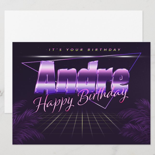 Andre Name First Name purple retro card Birthday (Front/Back)
