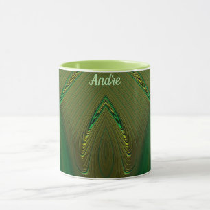 ANDRE ~ Zany 3D Fractal ~ Gold Green  Mug