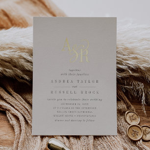 ANDREA Beige and Gold Foil Formal Elegant Wedding