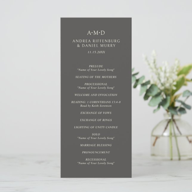 Andrea Brown Elegant Wedding Program (Standing Front)